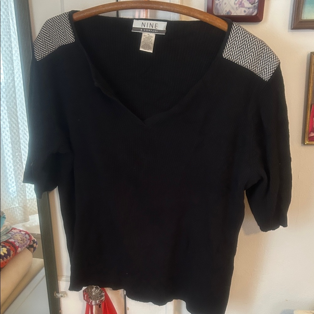 Nine West Black Ribbed Sweater